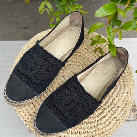 CHANEL black Linen canvas CC Espadrilles size euro 41 - Picture 2 of 11